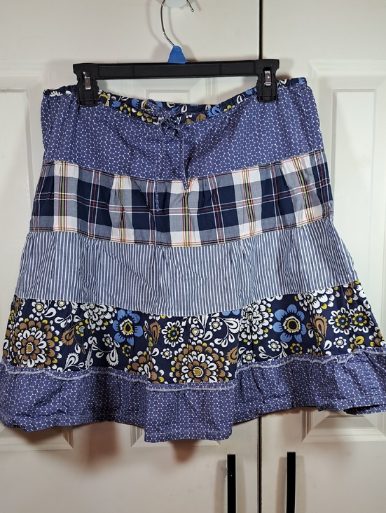 J. Crew Dresses & Skirts - J. Crew Blue Patterned Tiered Cotton Skirt